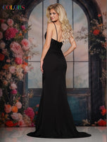 Colors Dress Corset Beaded Bow Fitted Prom Dress 3901