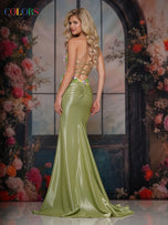 Colors Dress Floral Illusion Corset Fitted Prom Dress 3911