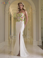 Colors Dress Floral Illusion Corset Fitted Prom Dress 3911