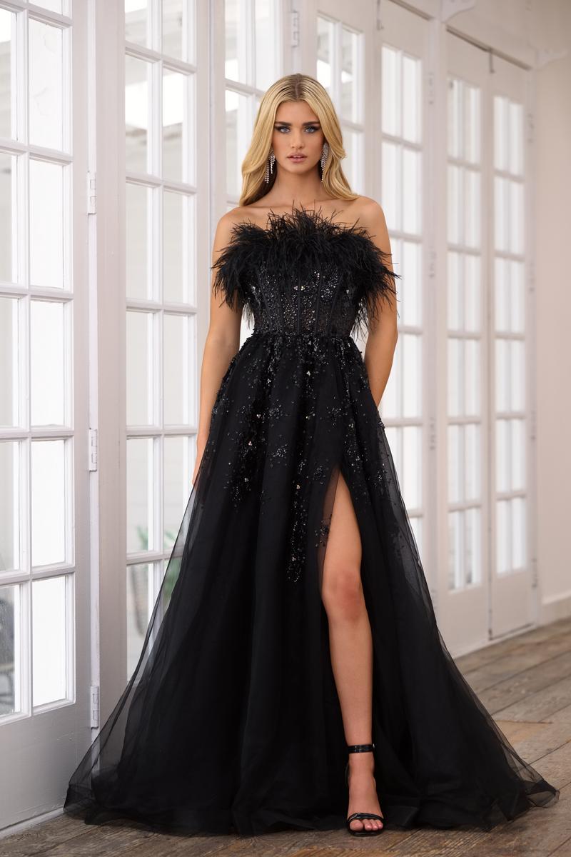 Ava Presley A-Line Feather Strapless Prom Dress 39232 Ava Presley A-Line Feather Strapless Prom Dress 39232