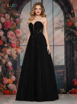 Colors Dress Strapless Beaded A-Line Tulle Prom Dress 3923