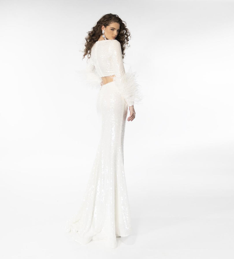white sequin two piece dress White Sequin Dress - 2-Piece Sequin Dress - Sequin Mini Dress