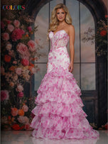 Colors Dress Mermaid Ruffle Skirt Strapless Prom Dress 3928
