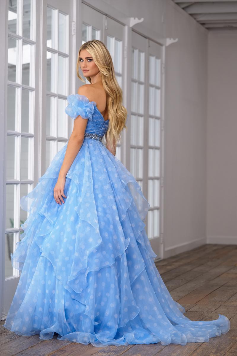 Ava Presley Off Shoulder Polka Dot Prom Dress 39318