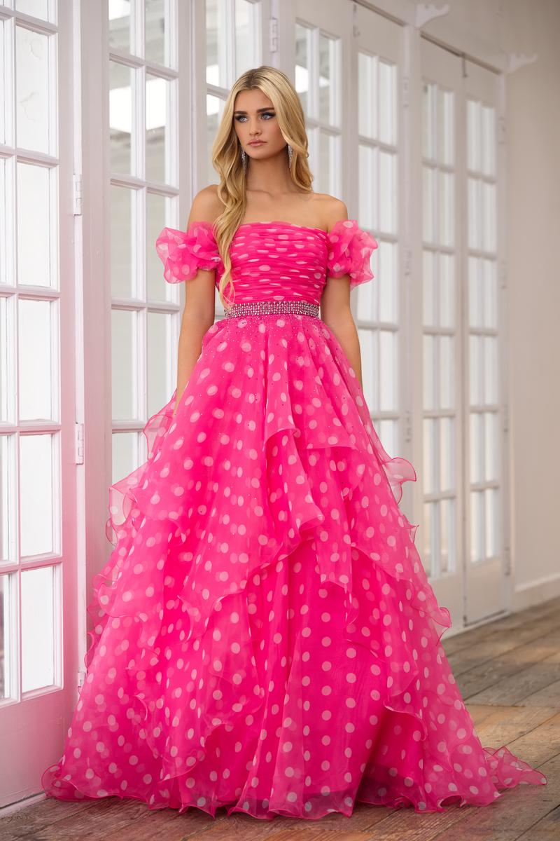 pink dress polka dots Ava Presley Dress 39318