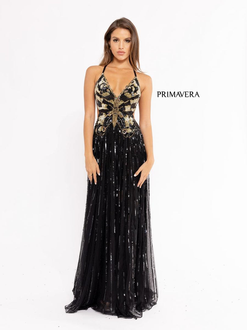 Primavera Couture Long Butterfly Dress 3957