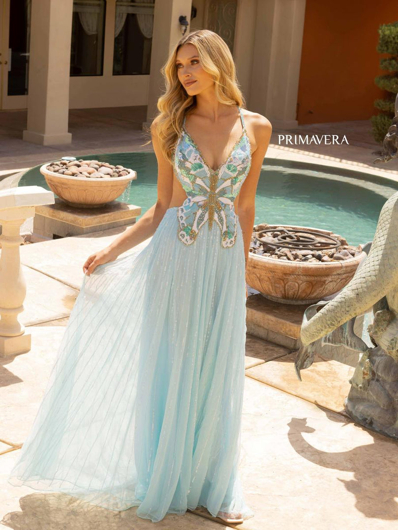 Primavera Couture Long Butterfly Dress 3957