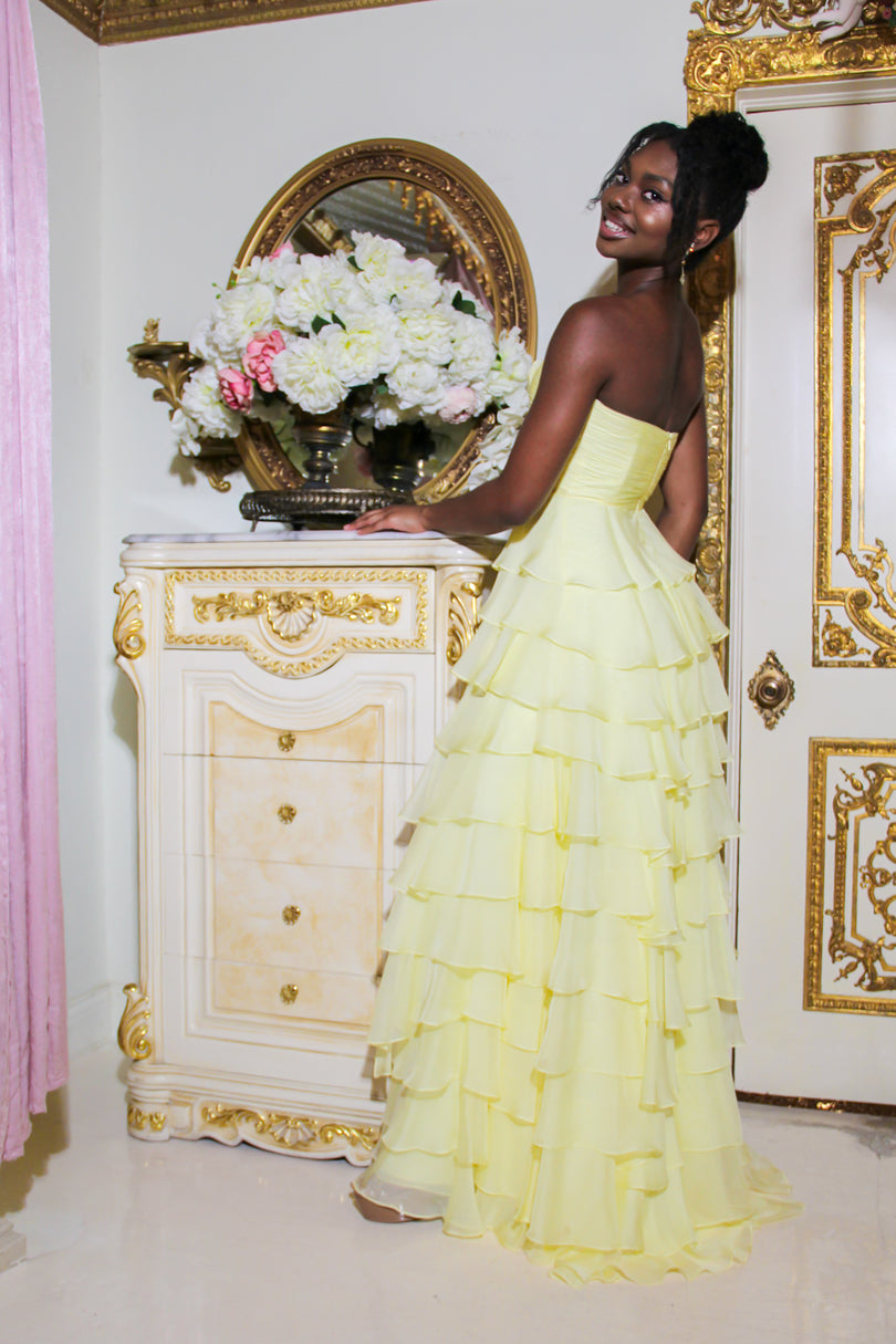 Sherri Hill Ruched Ruffle Long Prom Dress 56913 Sherri Hill Ruched Ruffle Long Prom Dress 56913