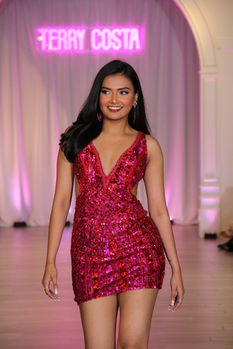 Sherri Hill Sequin Open Back Homecoming Dress 56723