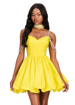 ASHLEYlauren Bubble Hem Beaded Strap Homecoming Dress 40042