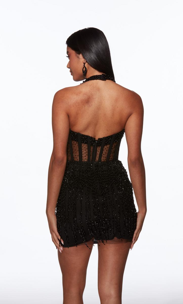 Alyce Paris Beaded Halter w/ Fringe Skirt HoCo Dress 40043