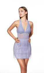 Alyce Paris Beaded Halter w/ Fringe Skirt HoCo Dress 40043