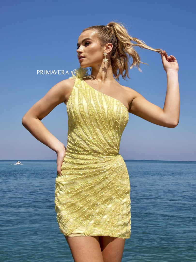 Primavera Short One Shoulder Homecoming Dress 4004 Primavera Short One Shoulder Homecoming Dress 4004