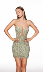 Alyce Paris Plunging Lace Neckline HoCo Dress 40053