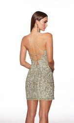 Alyce Paris Plunging Lace Neckline HoCo Dress 40053