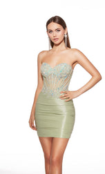 Alyce Paris Shiny Ruched Lace HoCo Dress 40057