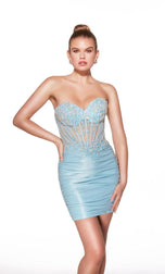 Alyce Paris Shiny Ruched Lace HoCo Dress 40057