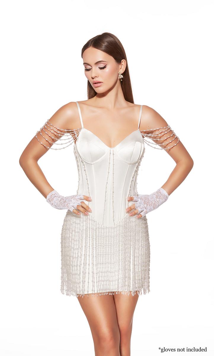 Alyce Paris Dropped Waist Beaded Fringe HoCo Dress 40064