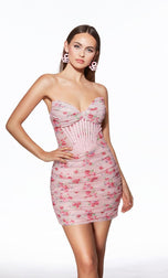 Alyce Paris Floral Heat Stone Ruched Mini HoCo Dress 40074