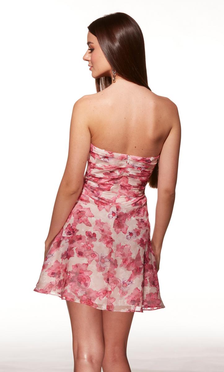Alyce Paris Strapless Floral Mini HoCo Dress 40079