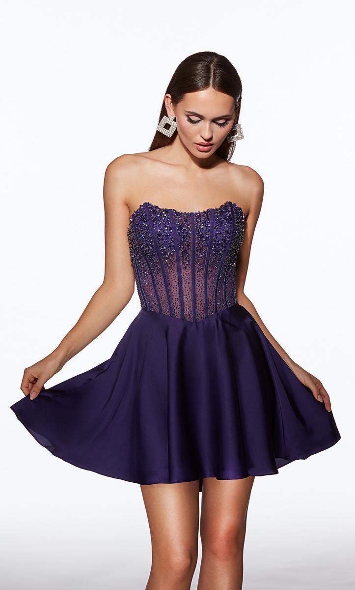 plum purple hoco dress Purple Sequin A-line Short Homecoming Dress Purple / US 12