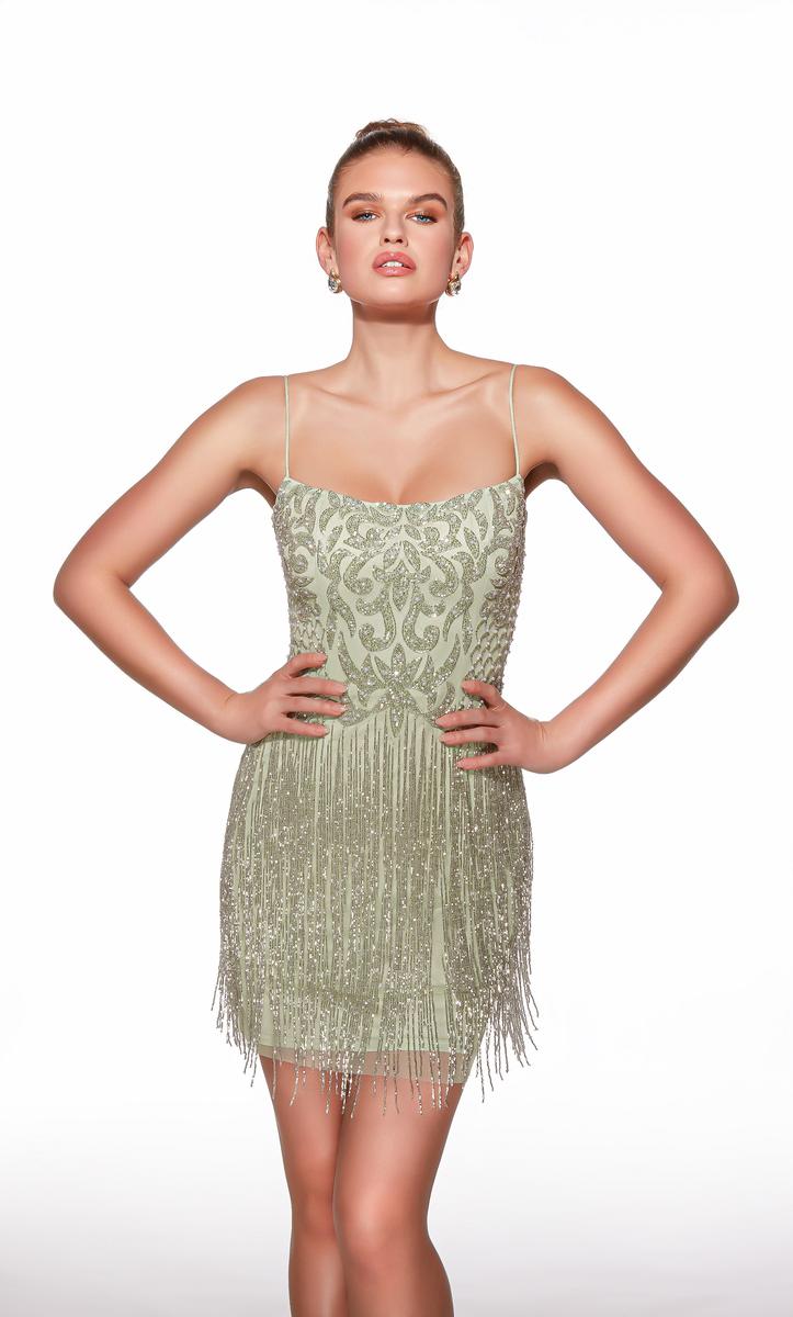 Alyce Paris Beaded Fringe HoCo Dress 40102 Alyce Paris Beaded Fringe HoCo Dress 40102