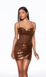 Alyce Paris Metallic Ruched HoCo Dress 40103