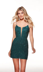 Alyce Paris Plunging Neckline Short Dress 40112