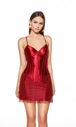 Alyce Paris Dropped Waist Mini Fringe Dress 40118