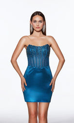 Alyce Paris Strapless Beaded Short Dress 40122