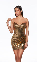 Alyce Paris Shiny Strapless Mini HoCo Dress 40124