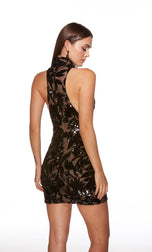 Alyce Paris Halter Neck Sequin Lace Mini Dress 40128