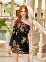 Primavera One Shoulder Sequin Homecoming Dress 4014