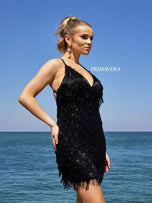 Primavera Short Fringe Homecoming Dress 4019