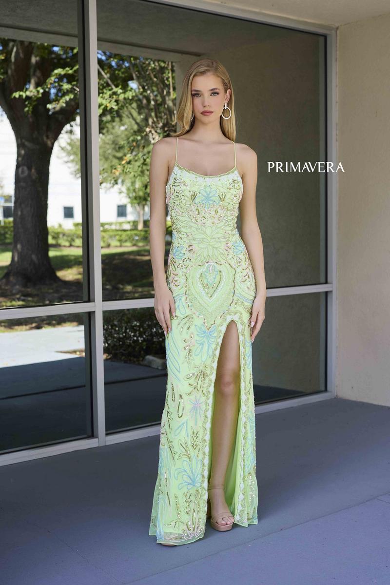 Primavera Couture Beaded Scoop Neck Long Dress 4156 - B