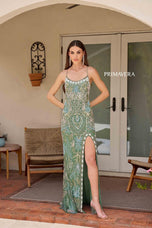 Primavera Couture Beaded Scoop Neck Long Dress 4156 - B