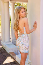 Primavera Scoop Neck Lace-up Back HoCo Dress 4204