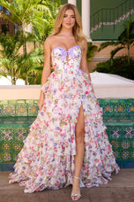 Ava Presley Lavender Floral Print Ballgown Prom Dress 42208