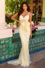 Ava Presley Bow Floral Applique Prom Dress 42218