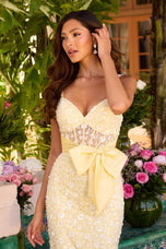 Ava Presley Bow Floral Applique Prom Dress 42218