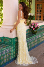 Ava Presley Bow Floral Applique Prom Dress 42218