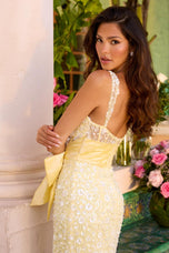 Ava Presley Bow Floral Applique Prom Dress 42218