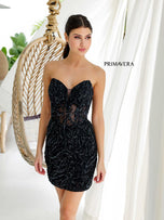 Primavera Sequin Strapless Illusion Homecoming Dress 4222