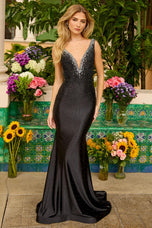 Ava Presley Stretch Satin Open Back Prom Dress 42230