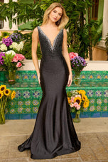 Ava Presley Stretch Satin Open Back Prom Dress 42230