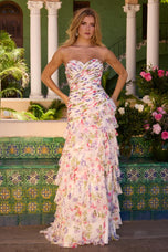 Ava Presley Asymmetrical Floral Print Prom Dress 42235