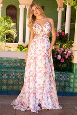Ava Presley Floral Print Cutouts A-Line Prom Dress 42236