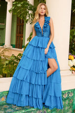 Ava Presley Halter Ruffle Ballgown Prom Dress 42257