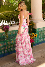 Ava Presley Floral Print Ruffle Chiffon Prom Dress 42258