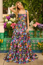 Ava Presley Floral Print Tie Straps Prom Dress 42266